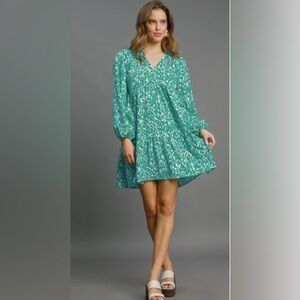 NWOT - Umgee Green and White Patterned Dress